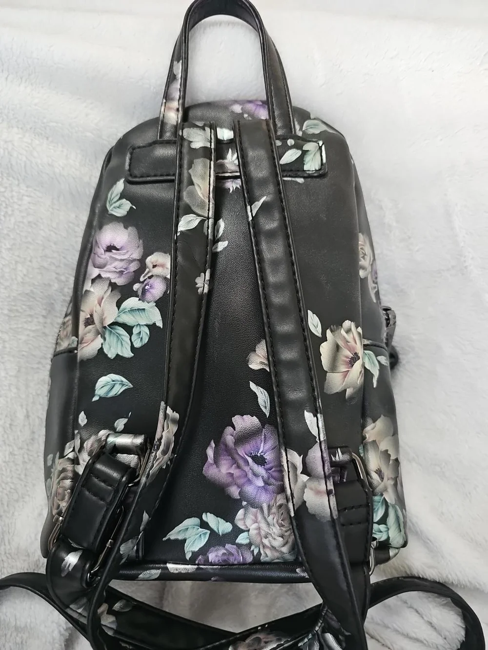 Violet Ray Floral Studded Mini Backpack Purple Rose